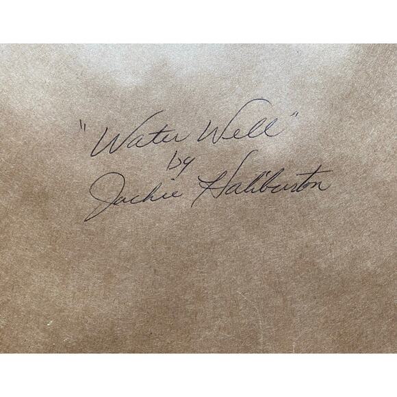 Jackie Haliburton "Water Well" Framed Matted Signed Folk Wall Vintage Art Print - Picture 5 of 7